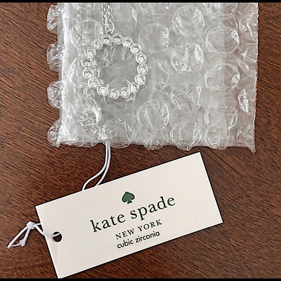 🆕🔥♠️KATE SPADE GORGEOUS FULL CIRCLE STERLING SILVER&CLEAR STUDS NECKLACE👀PICS - Picture 4 of 17